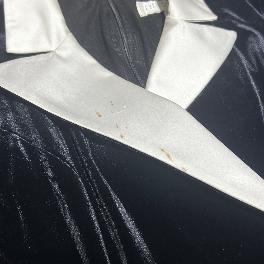 Ever Beauty Black Velvet Dress with White Front Lapel Collar (Women’s Size 4) - Picture 8 of 11